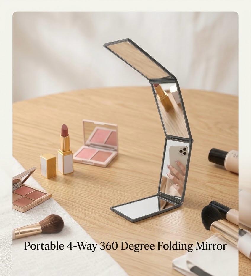 Compact 4-Way 360° Folding Mirror - Image 2