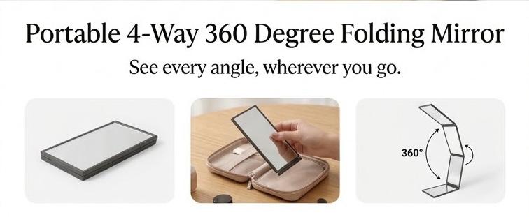 Compact 4-Way 360° Folding Mirror - Image 4